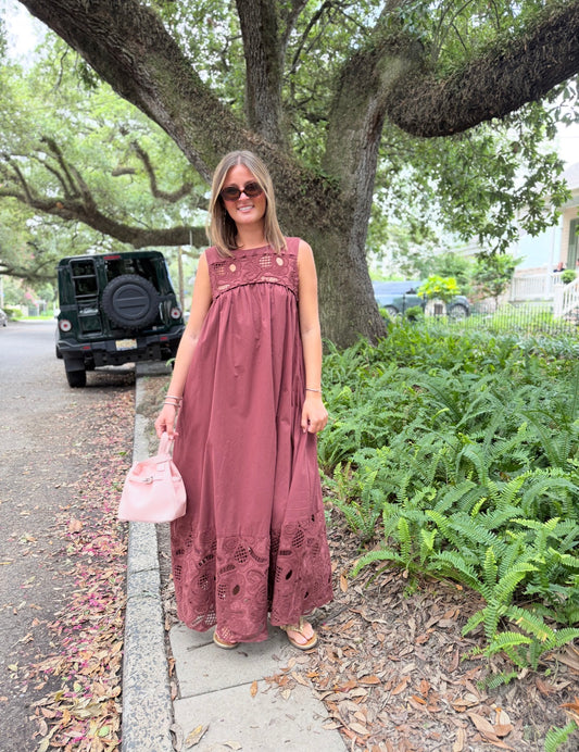 Paisley Lace & Crochet Maxi in Espresso