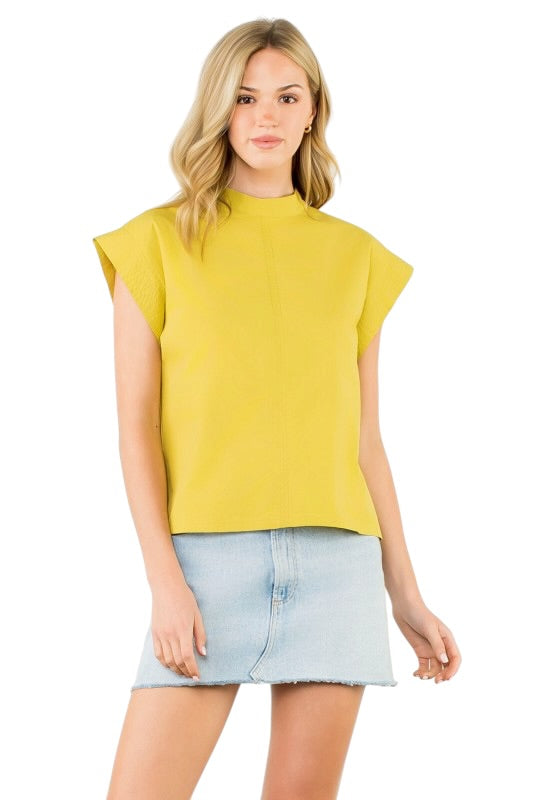 Stitched Cap Sleeve Poplin Top - 3 Colors