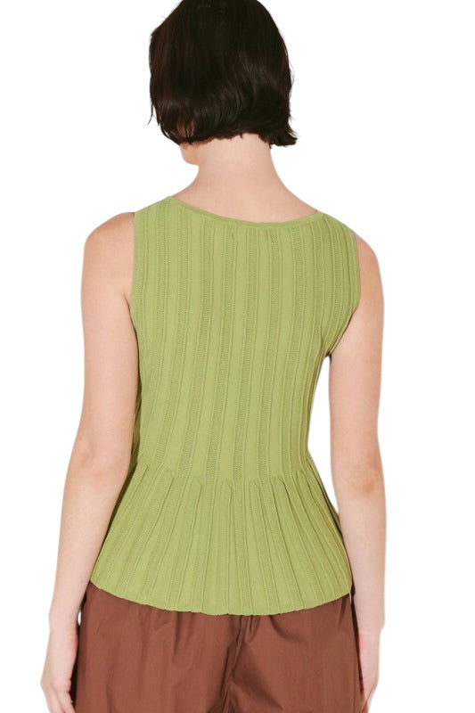 Sleeveless Knit Peplum Top in Citron