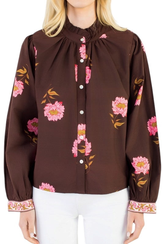 Chocolate & Pink Floral Top