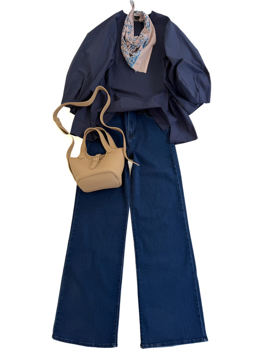 Bubble Sleeve Poplin Top