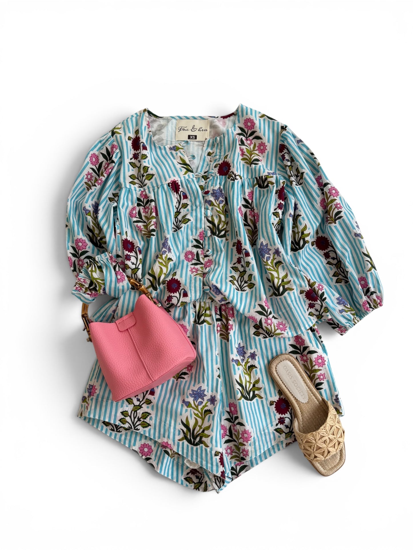 Annie Set in Turquoise Floral Stripe