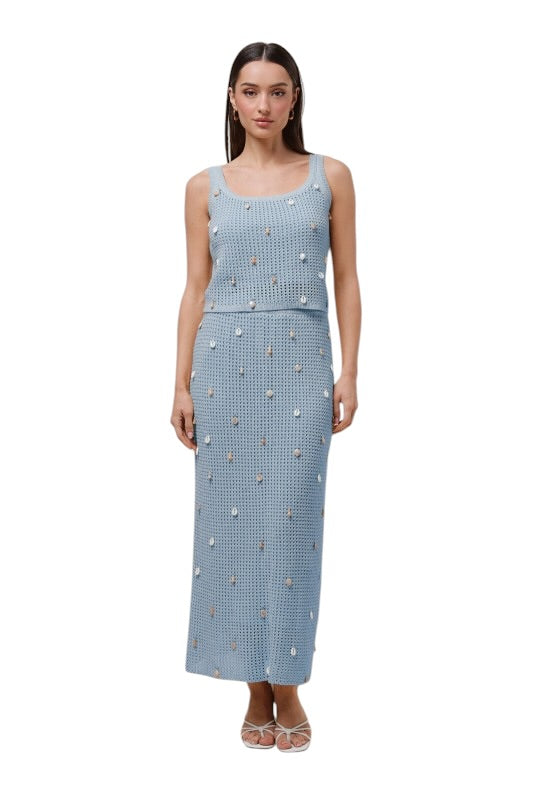 Blue Shell Embellished Knit Set