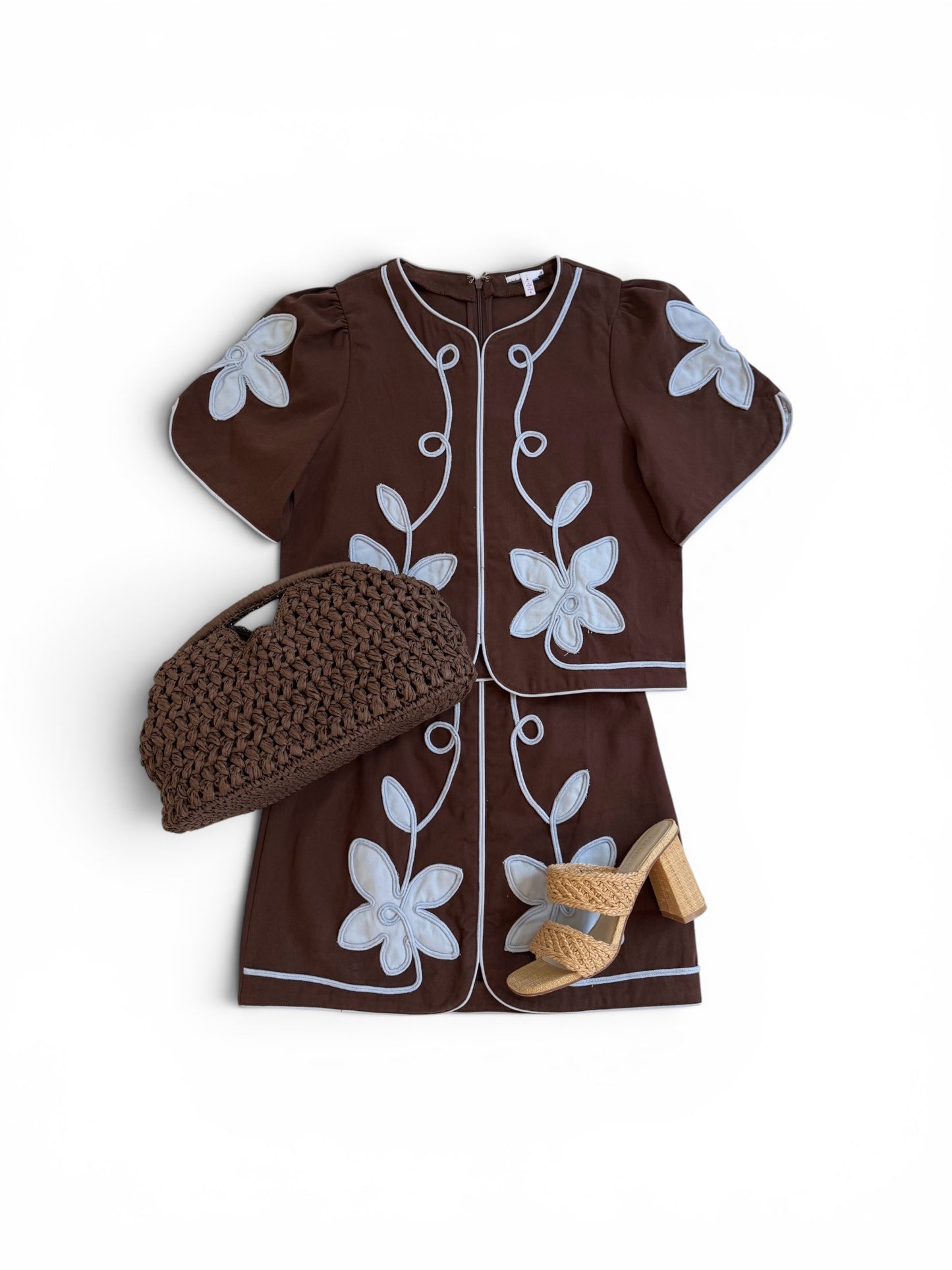 Chocolate & Blue Appliqué Set