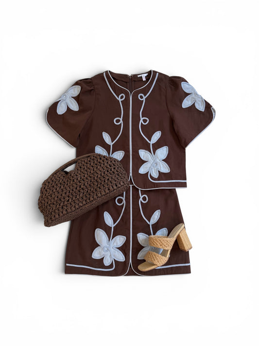 Chocolate & Blue Appliqué Set