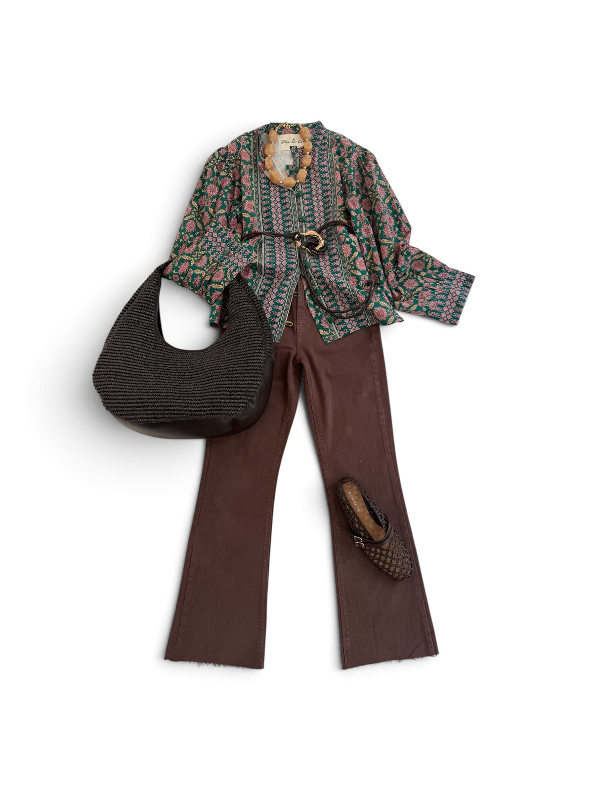 State Street Blouse in Jade & Pink