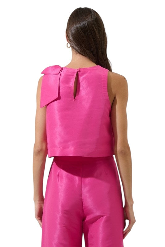 Bow Detail Taffeta Top- 3 Colors