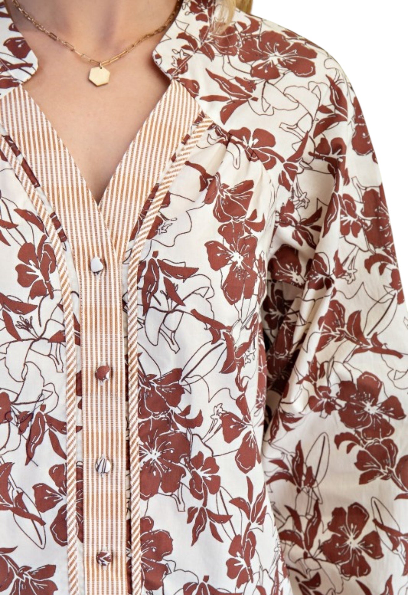 Abstract Floral Poplin Blouse - 2 Colors