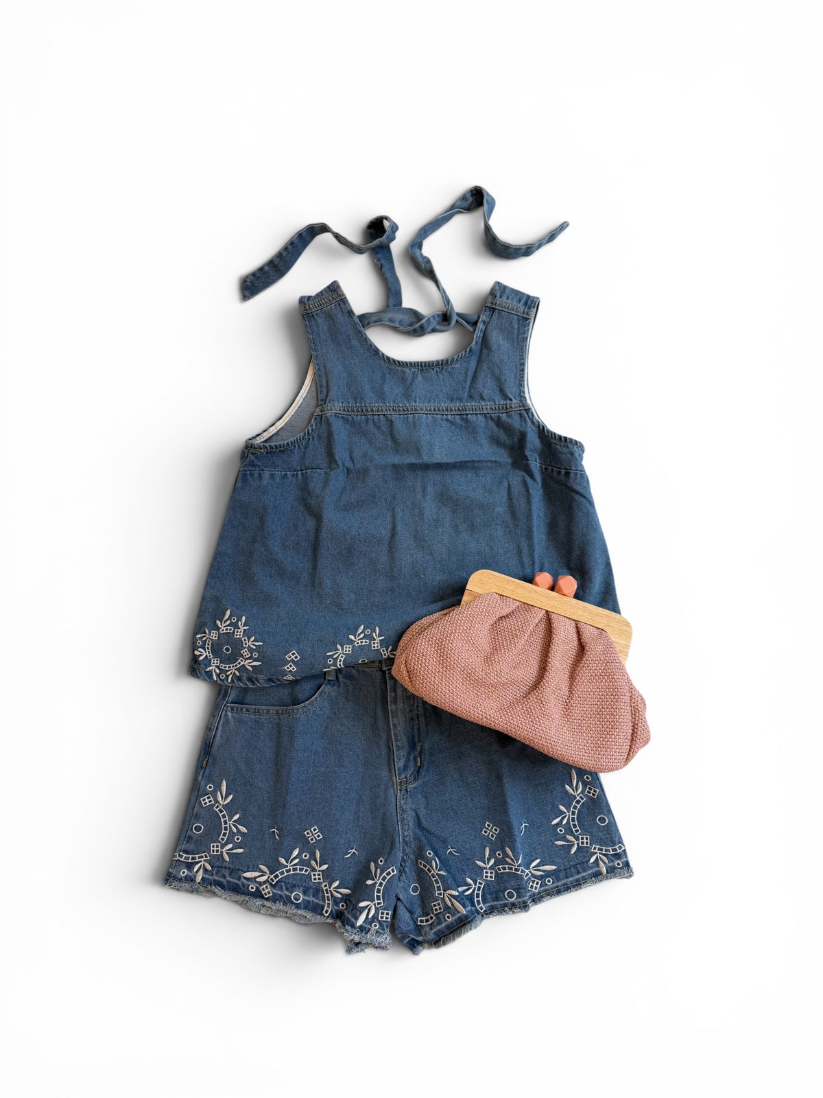Denim Embroidered Set