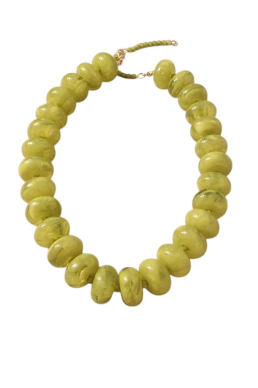 Jumbo Flat Bead Necklace- 2 Colors