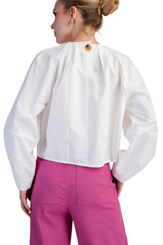 Pleated Bubble Poplin Top