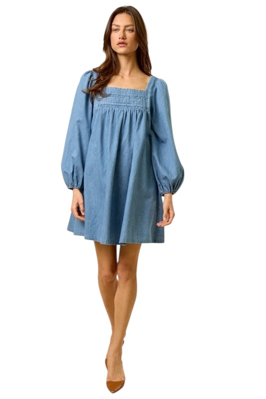 Denim Square Neck Mini