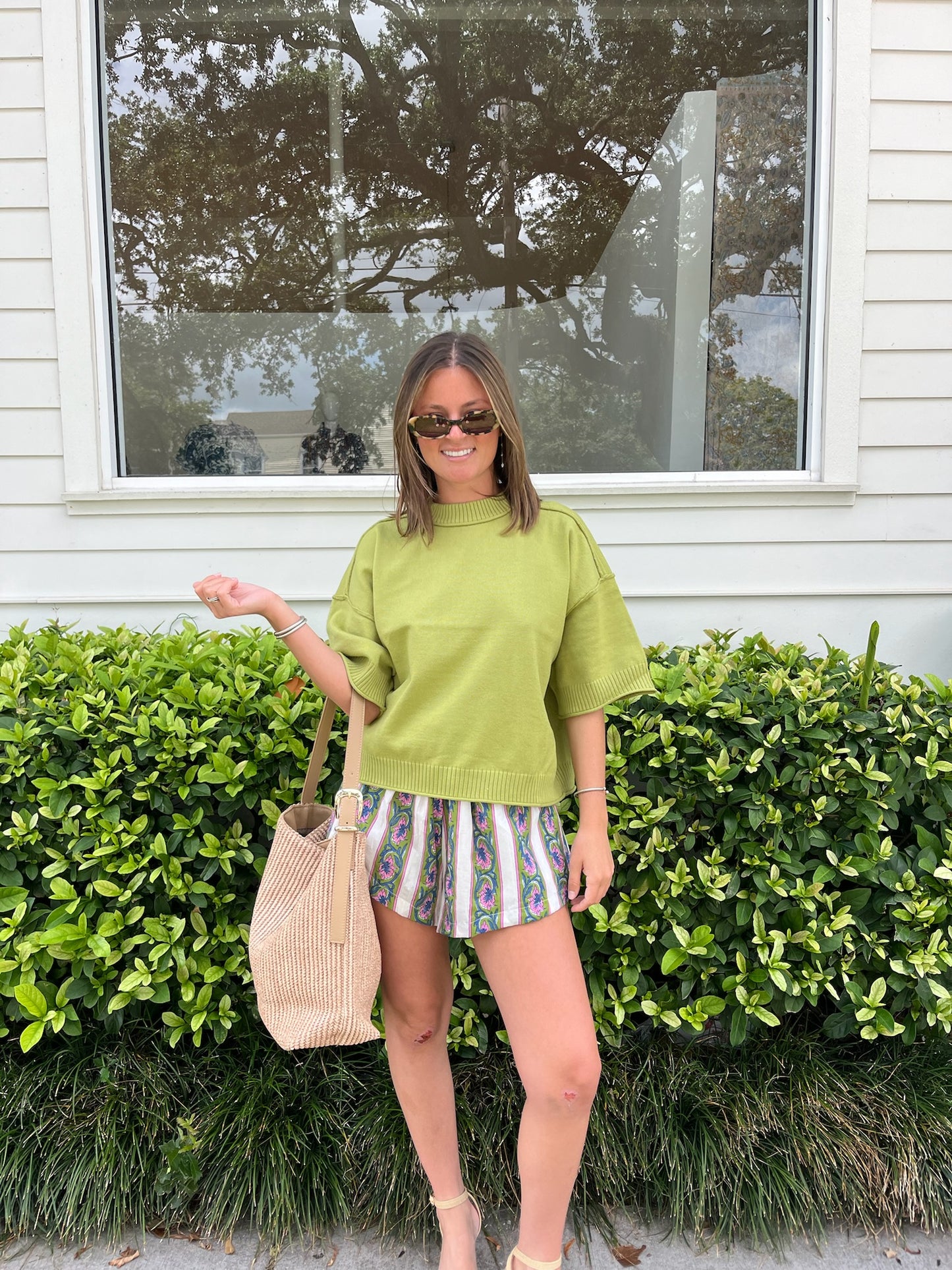 FOXY Boxer Shorts in Pink & Green Stripe