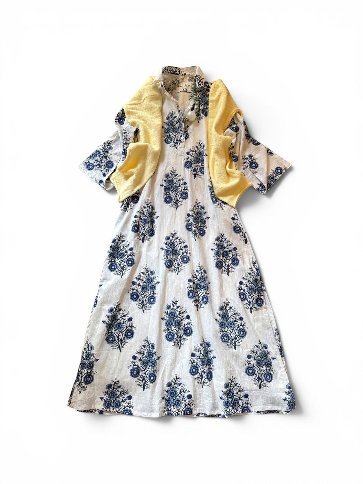 Garden District Shirt Dress in Blue & White Floral