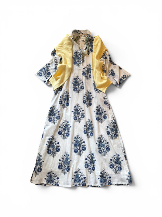 Garden District Shirt Dress in Blue & White Floral