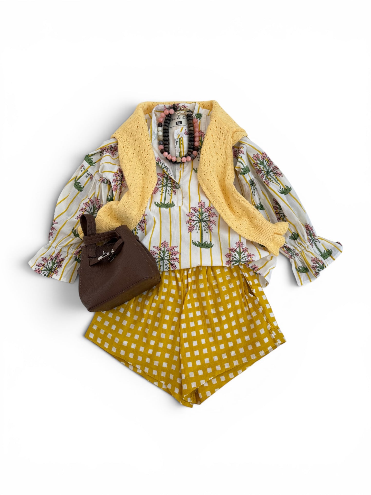 Court Set in Yellow Floral Stripe+ Gingham