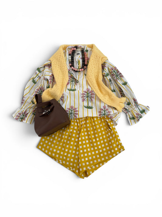 FOXY Boxer Shorts in Yellow Gingham