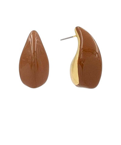 Resin Dipped Half Moon Stud- 3 Colors