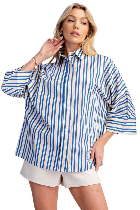 Oversized Mixed Strive Collared Shirt- 2 Colors
