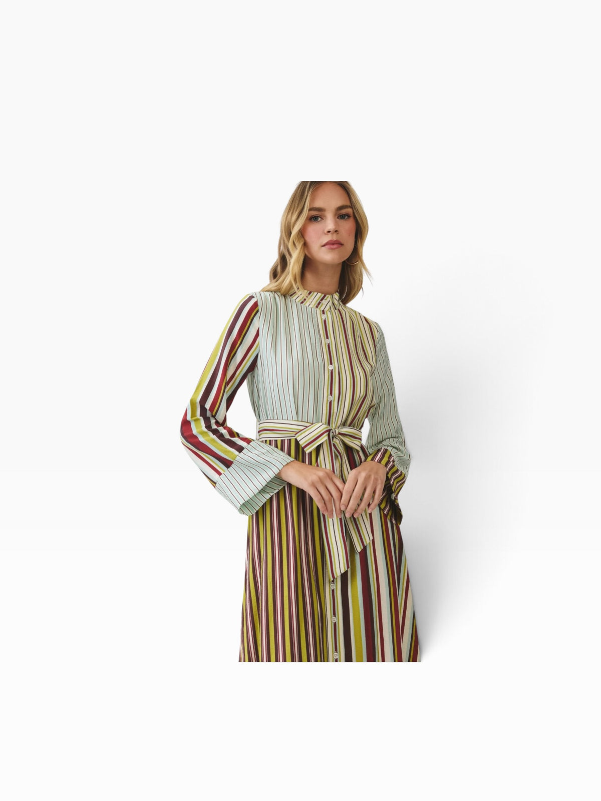 Mixed Stripes Shirt Dress