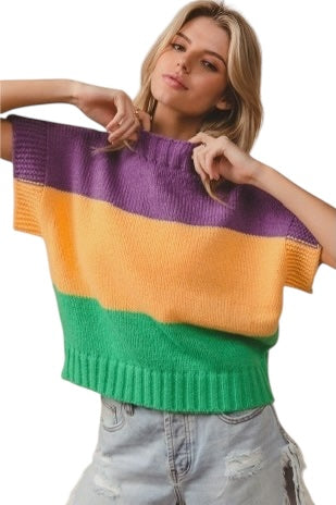 Mardi Color Block Mock Neck