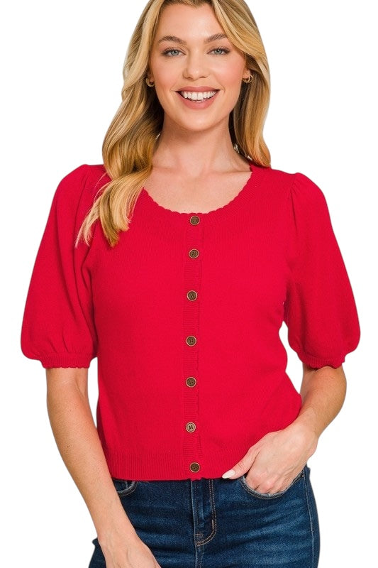 Puff Sleeve Cardigan - 3 Colors