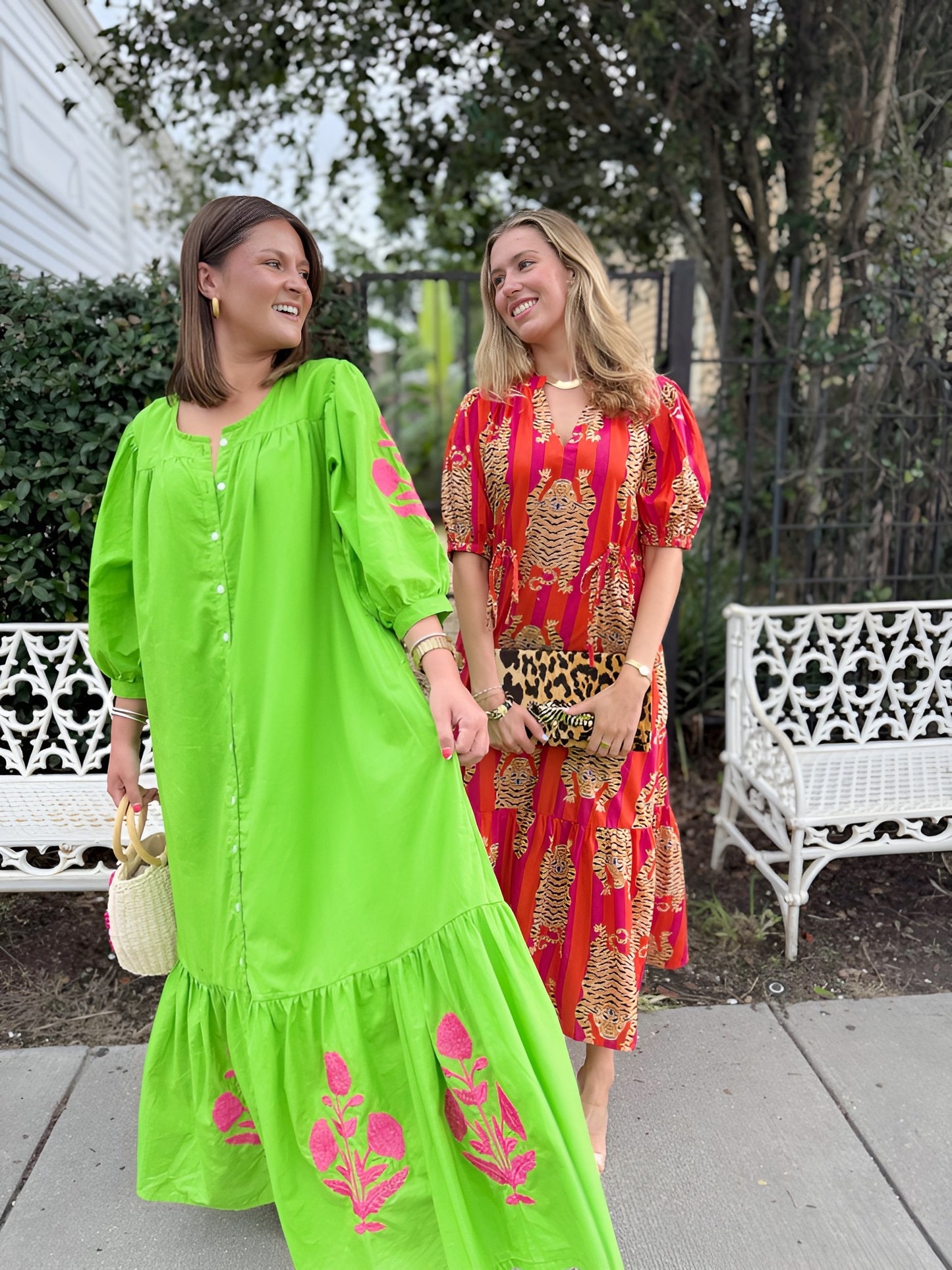 Beth Midi in Lime Embroidered Marigold