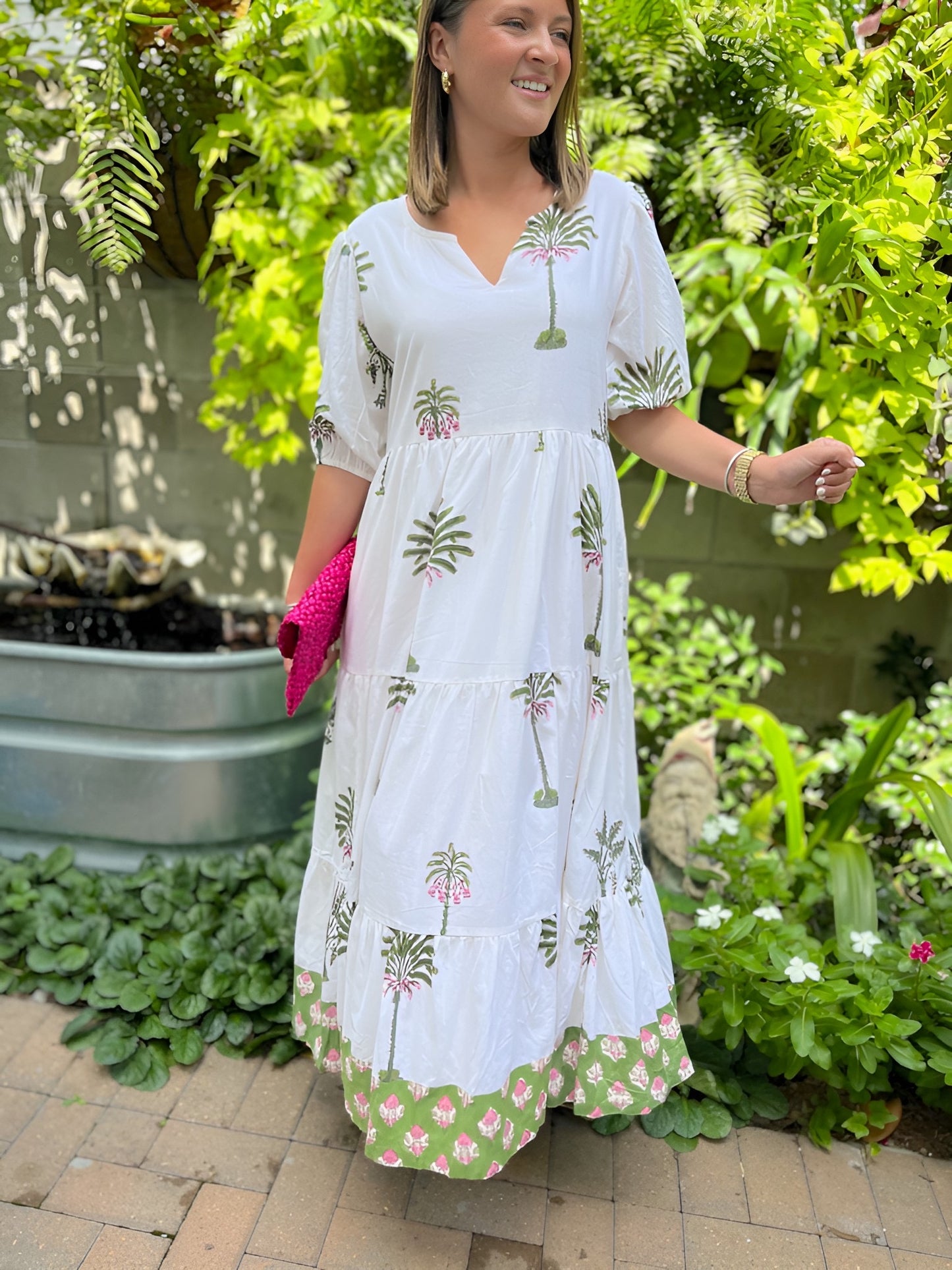 Pink & Green Palms Midi