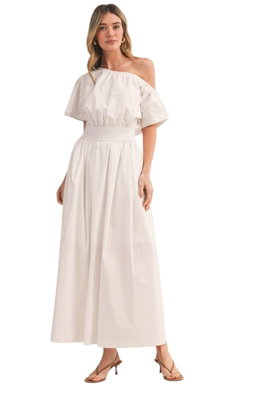 Off Shoulder Poplin Midi