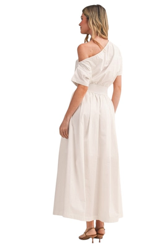 Off Shoulder Poplin Midi