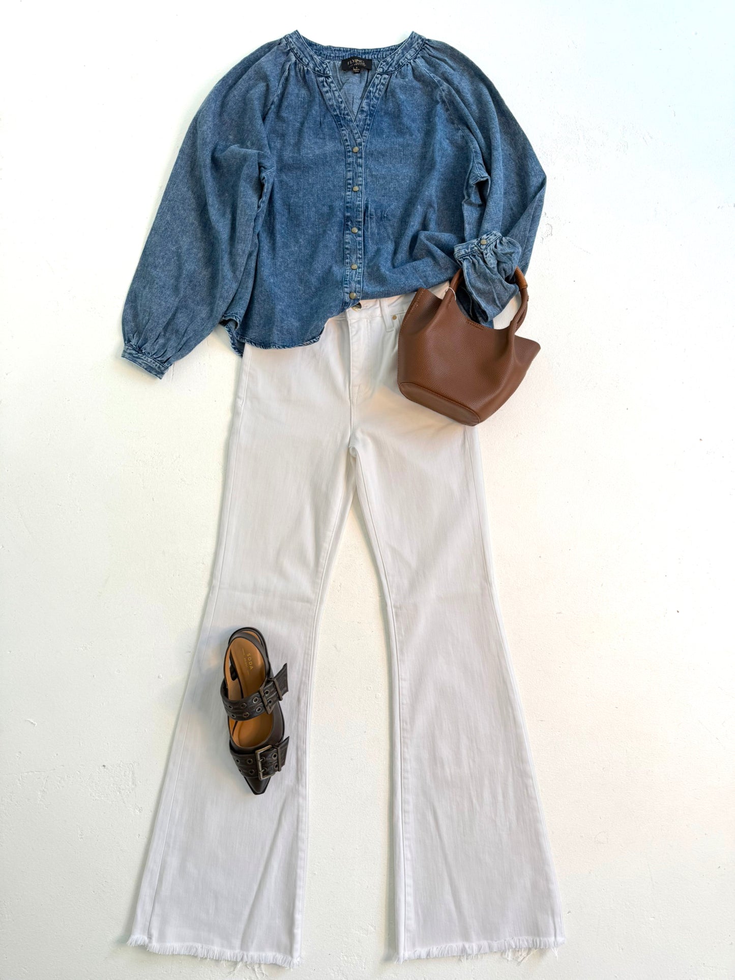 Denim Button Front Blouse