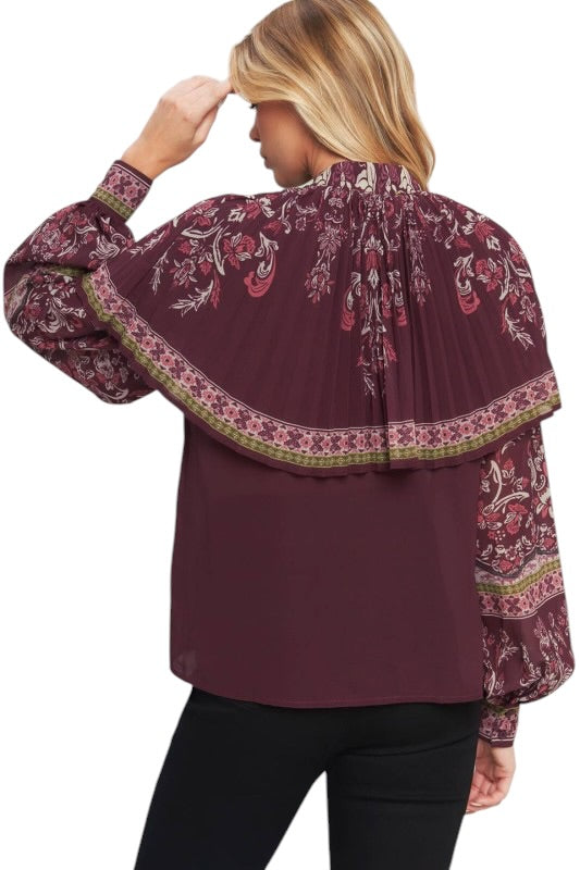 Plum Cape Detail Blouse