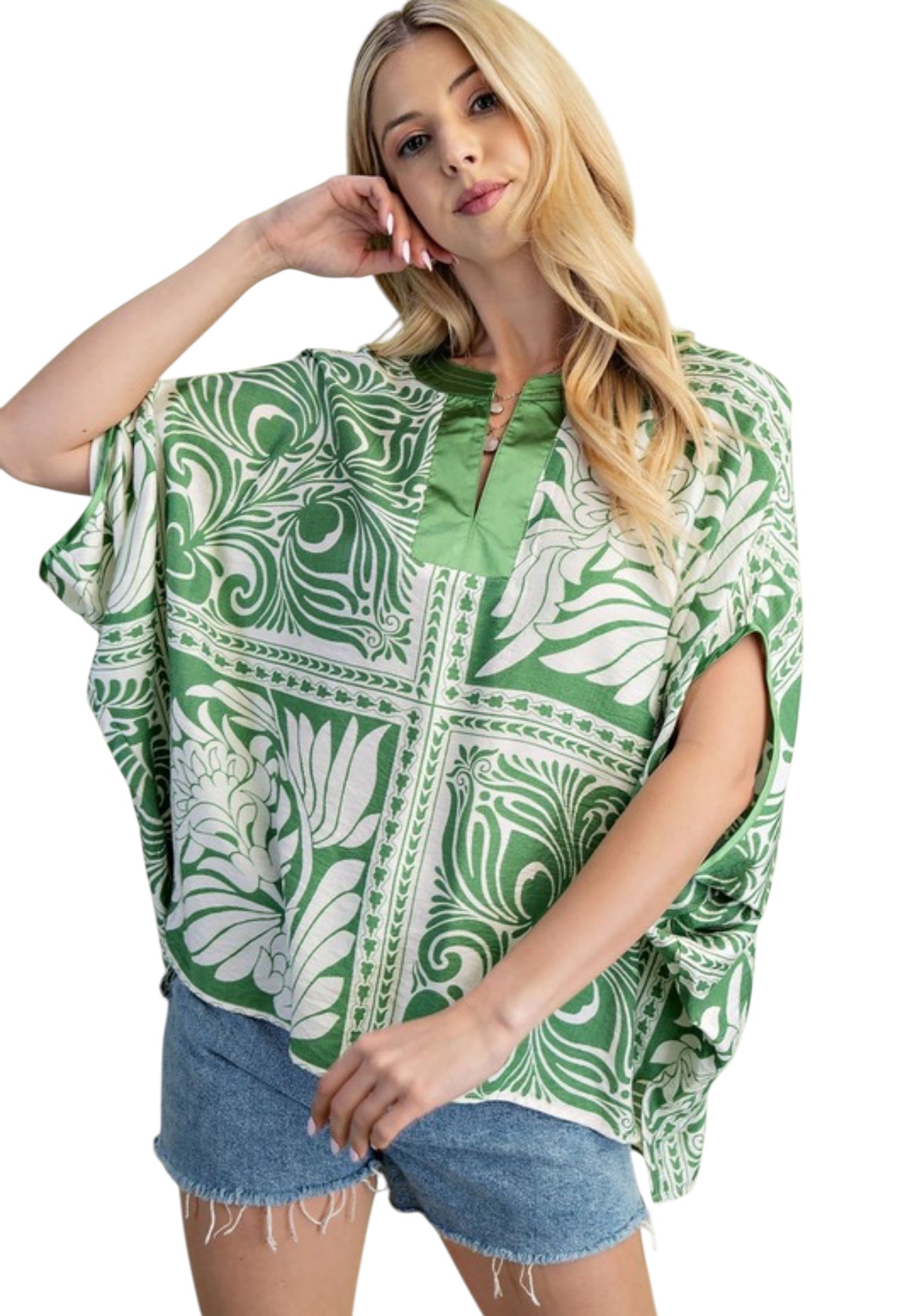 Olive Tiles Poncho Top