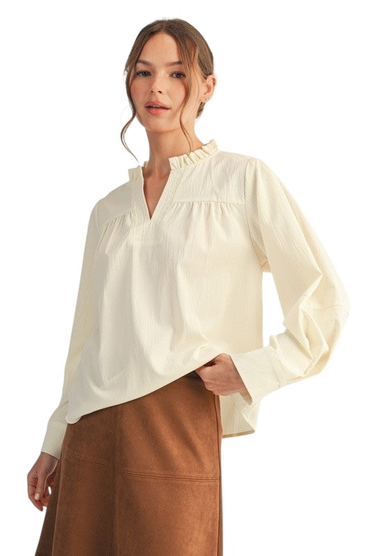 Crinkled Pleated Detail Top- 2 Colors