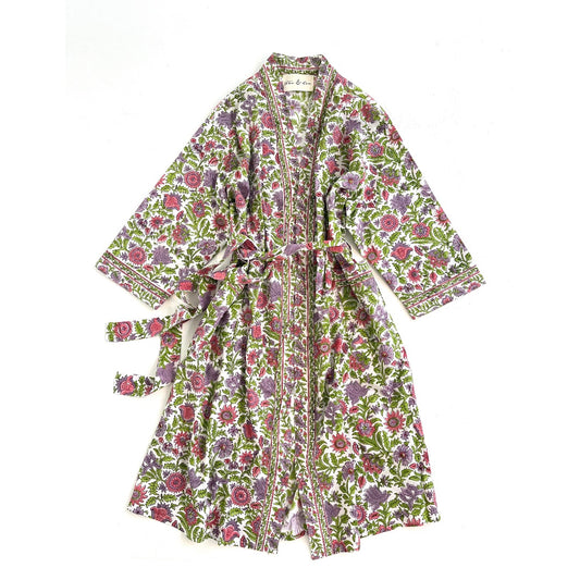 The Ada Robe in Purple Garden Bloom