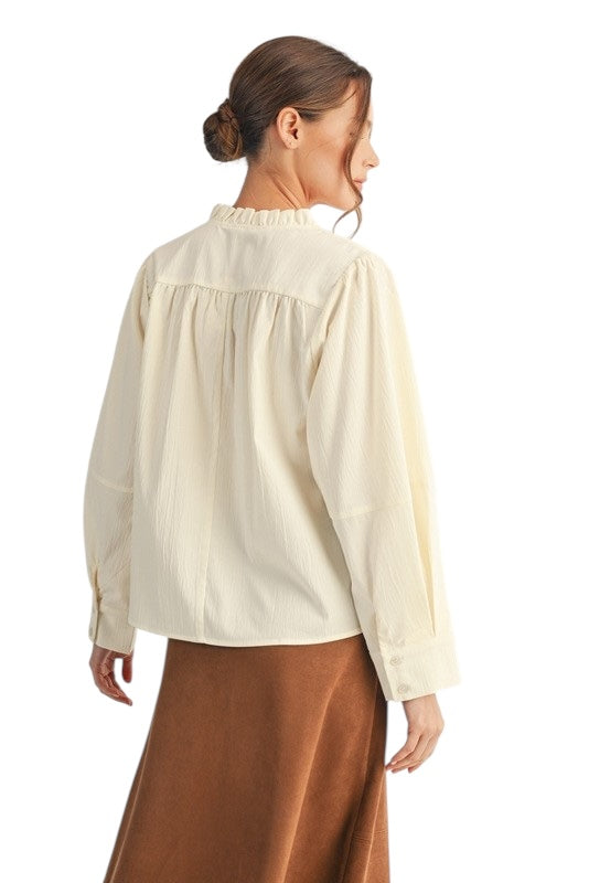 Crinkled Pleated Detail Top- 2 Colors