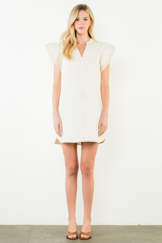 Ivory Flutter Sleeve Shift