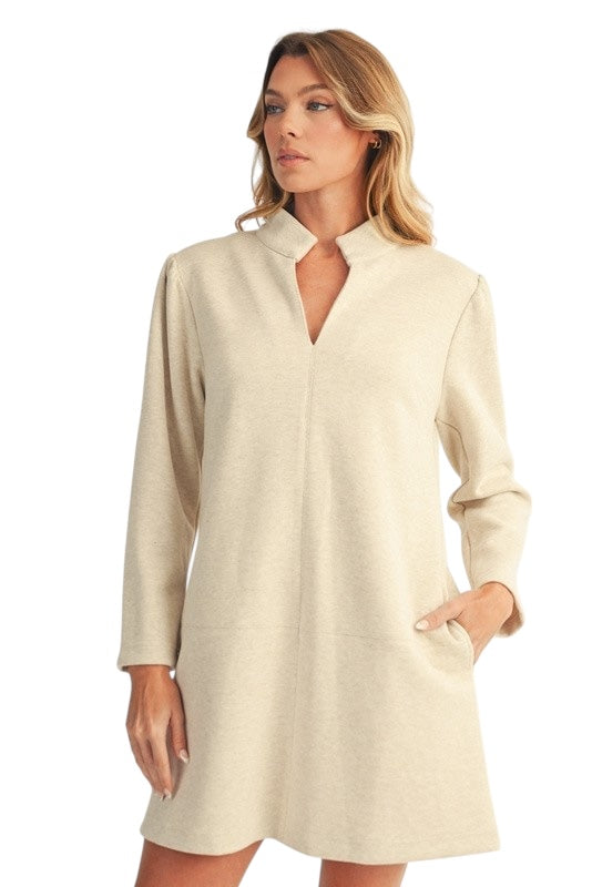 Herringbone Knit Shift in Oatmeal