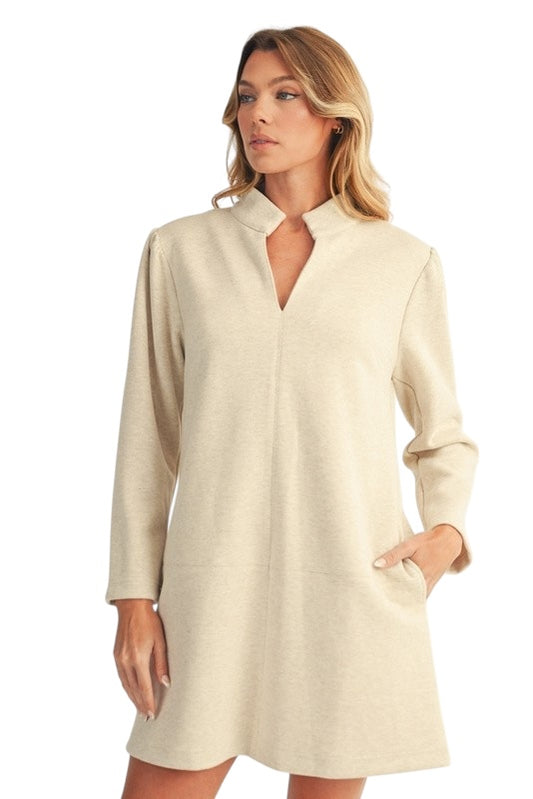 Herringbone Knit Shift in Oatmeal