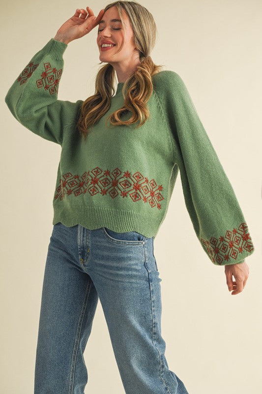 Scallop Hem Sweater