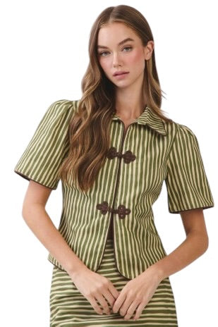 Olive & Chocolate Stripe Top