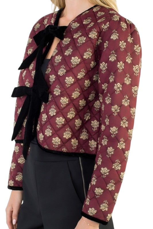 Wine BlockPrint Jacket
