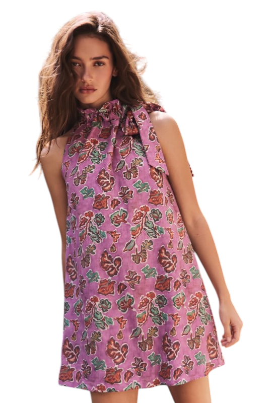 Tie Neck Floral Mini
