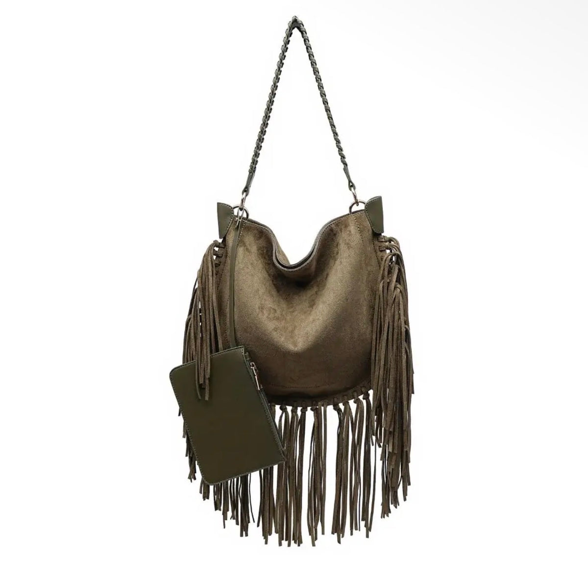 Fringed Suede Hobo- 2 Colors