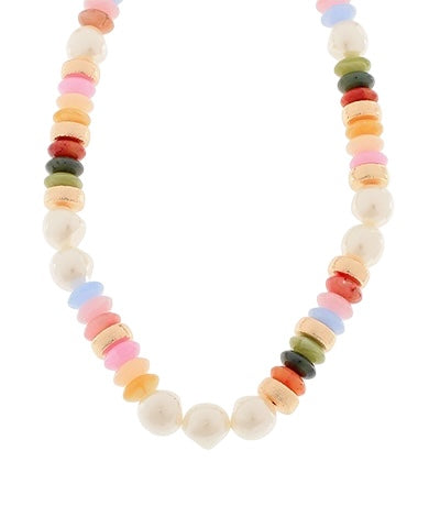 Pearl & Gemstone Necklace- 4 Colors