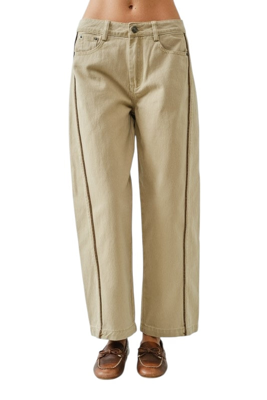 Taupe & Chocolate Barrel Jeans