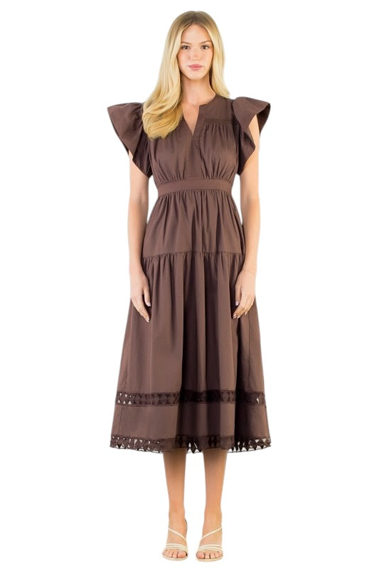 Dark Chocolate Poplin Midi