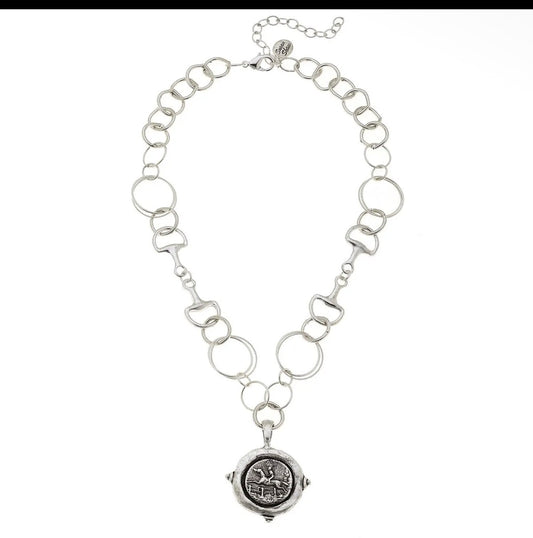 Horse Bit Equestrian Necklace in Silver