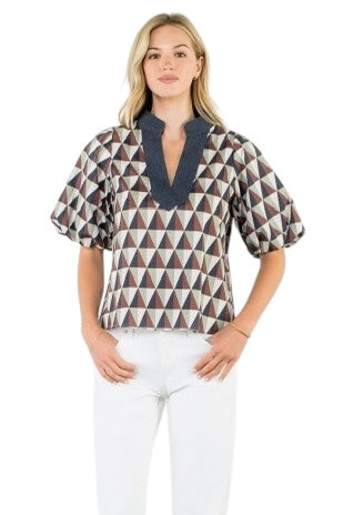 Navy Geo Top