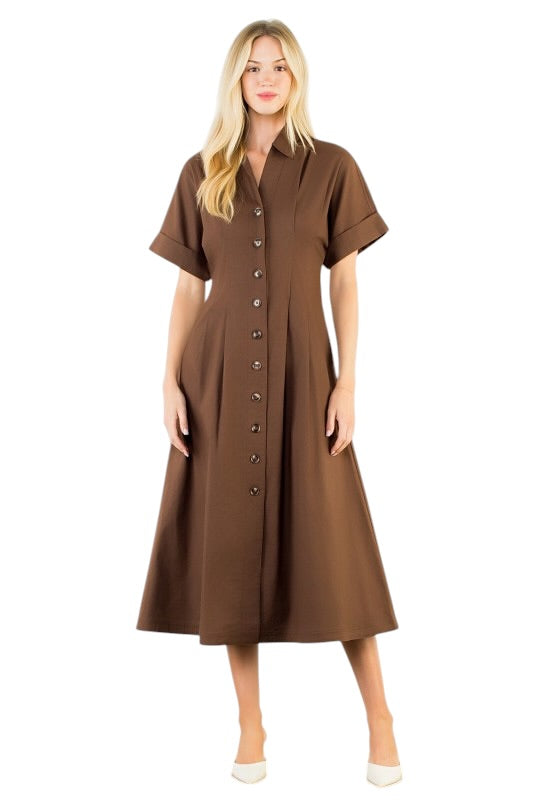 Saddle Button Front Midi